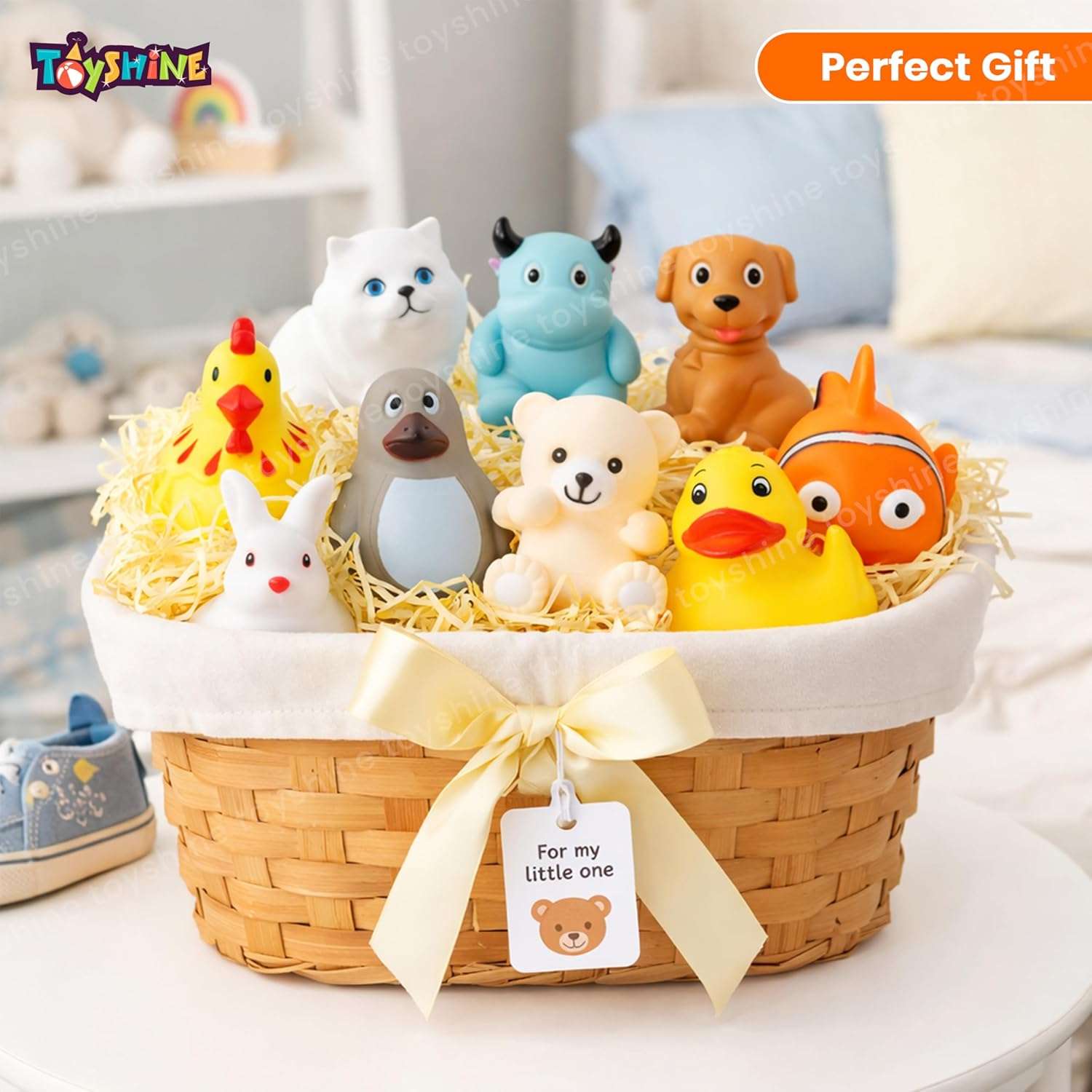 Chu Chu Non-Toxic Bath Toys Set of 12 Pcs | Soft Squeeze Animal Water Toys for Babies
